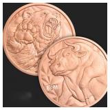1 oz Bull & Bear Copper Bullion Round