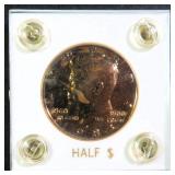 Gold Plated 1983 Kennedy Half Dollar in Lucite