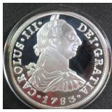 REPLICA: Silver Plated 1783 Spanish Colonial 8