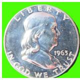 1963 Silver Proof Franklin Half Dollar, $23 Melt