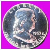 1963 Silver Proof Franklin Half Dollar, $23 Melt