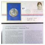 1971 Emily Dickinson FDC with Sterling Silver Coin