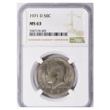 1971-D Kennedy Half Dollar NGC MS-63