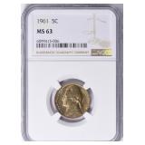 1961 Jefferson Nickel NGC MS-63 (Toned)