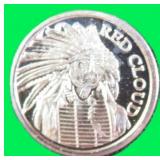 One Gram .999 Fine Silver Red Cloud Bullion Round