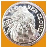 One Gram .999 Fine Silver Red Cloud Bullion Round