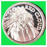 One Gram .999 Fine Silver Red Cloud Bullion Round