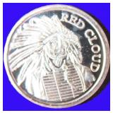 One Gram .999 Fine Silver Red Cloud Bullion Round