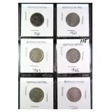 SIX (6) Buffalo Nickels