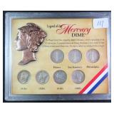 SEVEN (7) Silver Mercury Dimes in Display, $29.19