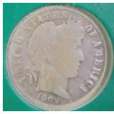 1909 Silver Barber Dime