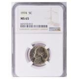 1974 Jefferson Nickel NGC MS-65