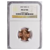 2007 Lincoln Cent SMS NGC MS-67 RD