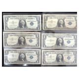 SIX (6) 1957 $1 Silver Certificates