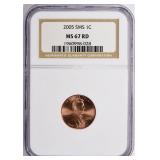 2005 Lincoln Cent SMS NGC MS-67 RD