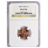 2007-D Lincoln Cent SMS NGC MS-67 RD