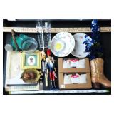 NO SHIP: Box Lot with Nutcracker, Bar Ware,