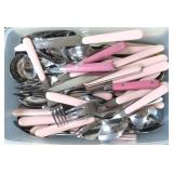 We Ship: Quantity of Flatware, Pink Handles