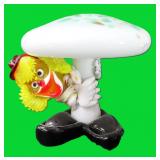 NO SHIP: 5" Art Glass Clown Mushroom