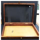 NO SHIP: 23"x15"x3" Glass and Wood Showcase