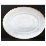 Anchor Hocking Turkey Platter, Gold Trimmed