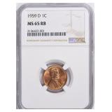 1959-D Lincoln Cent NGC MS-65 RB