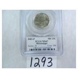 2002-P Mississippi Quarter PCGS Graded MS67