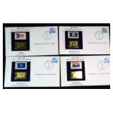 Four (4) 22KT Gold States of the Union Stamps