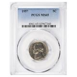 1957 Jefferson Nickel PCGS MS-65