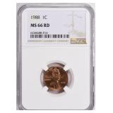 1988 Lincoln Cent NGC MS-66 RD