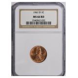 1961-D Lincoln Cent NGC MS-66 RD