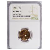 1954 Lincoln Cent NGC Proof-66 RD