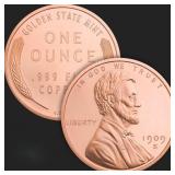 1 oz Lincoln Wheat Cent Copper Bullion Round