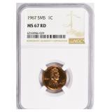 1967 Lincoln Cent SMS NGC MS-67 RD