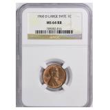 1960-D Lincoln Cent Large Date NGC MS-64 RB