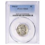 SILVER 1945-P Jefferson Nickel PCGS MS-64