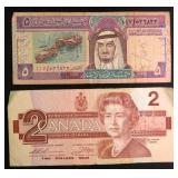 1983 Saudi Arabia Note and 1986 Canada Note