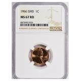 1966 Lincoln Cent SMS NGC MS-67 RD