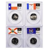 Four (4) 2004-S State Quarters ALL PCGS PR70DCAM