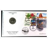 North Dakota State Quarter FDC with Coin