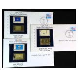 Four (4) 22KT Gold States of the Union Stamps