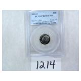 SIX (6) 2001-S Roosevelt Dime PCGS Graded PR69 DC
