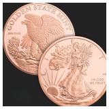 1 oz Walking Liberty Copper Bullion Round