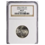 2006-D State Quarter North Dakota SMS NGC MS-67