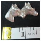 .18 troy ounce Sterling Silver Double Horse Pin