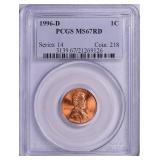 1996-D Lincoln Cent PCGS MS-67 RD