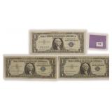 Three (3) 1957 $1 Silver Certificates