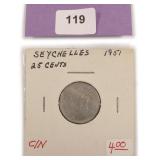 1951 Seychelles 25 Cents