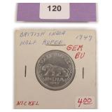 1947 British India Half Rupee