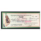 March 31st 1952 Coca Colar Bottling Check